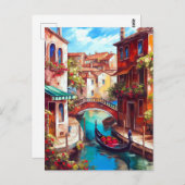 大運河に面したヴェネツィアのドリームゴンドラ ポストカード (正面/裏面)