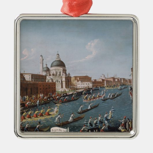 大運河、ベニスの女性のレガッタ メタルオーナメント (正面)