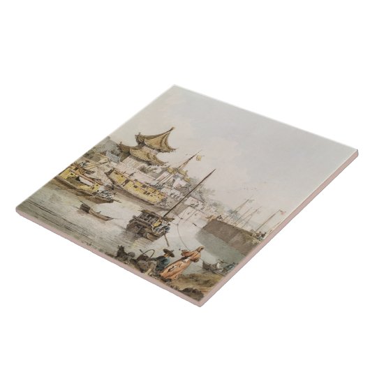 大運河、中国、(w/c) タイル (側面)