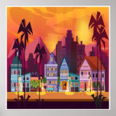 大都会と街のシーンアートポスター ポスター (正面)