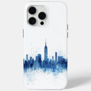 大都市建築パノラマ（青） iPhone 15 PRO MAXケース