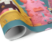 大量のカラフルモンスター ラッピングペーパー (ロールコーナー)