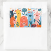 大量のカラフルモンスター 長方形シール (バッグ)