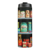 大量のカラフルヴィンテージ缶が表示される タンブラー (正面)