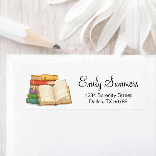 大量の本とオープンブック ラベル (インサイチュ)