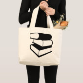 大量の黒い本 ラージトートバッグ (正面(商品))