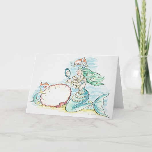 大量の～を身にまとった緑の髪の人魚 カード (正面)