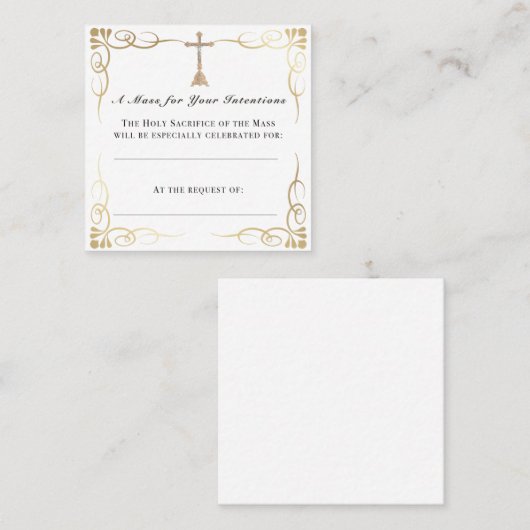 大量意図カード – カトリック祈りの言葉の贈り物 スクエア名刺 (正面/裏面)