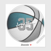 大量注文または買独身のティール（緑がかった色）グレーチームのバスケットボール シール (シート)