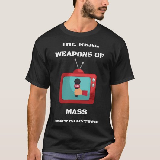 大量破実在棄兵器WMDアンチニュース Tシャツ (正面)
