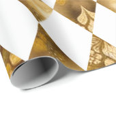 大金ゴールドとホワイトダイヤモンドハーレクイン ラッピングペーパー (ロールコーナー)