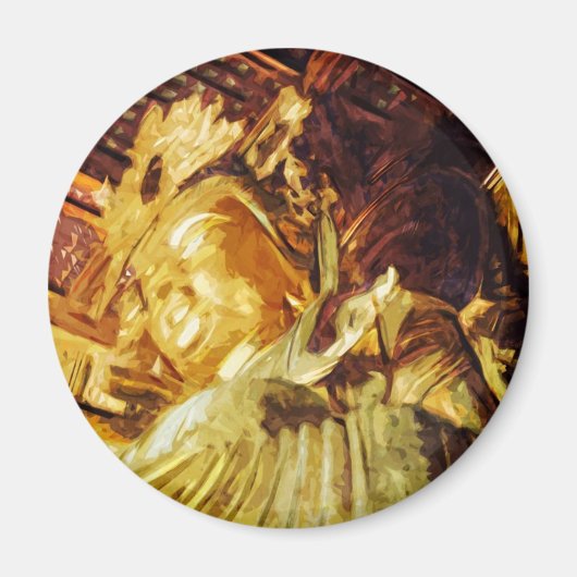 大金ゴールド像京都日本抽象芸術 マグネット (正面)