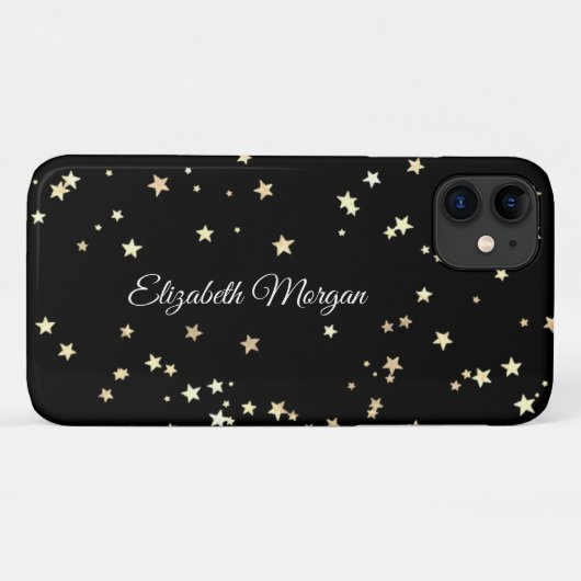 大金ゴールド星の黒白のスクリプト名 Case-Mate iPhoneケース (裏面(横))