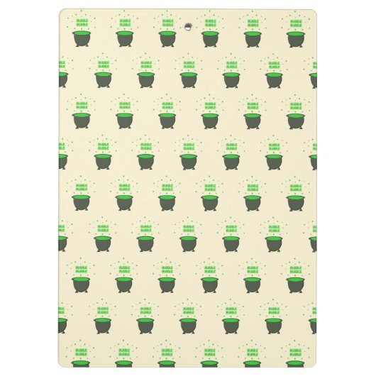 大釜と泡立つ緑の醸造ハロウィーン クリップボード (裏面)