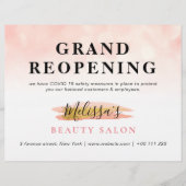 大開会|トレンディー金ゴールドピンク美しいサロン チラシ (正面)