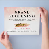 大開会|トレンディー金ゴールドピンク美しいサロン チラシ (手)