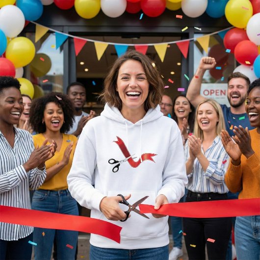 大開口お祝いはさみカットリボン パーカ