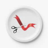 大開口お祝いはさみカットリボン ペーパープレート (正面)