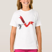 大開口お祝いはさみカットリボン Tシャツ (正面)
