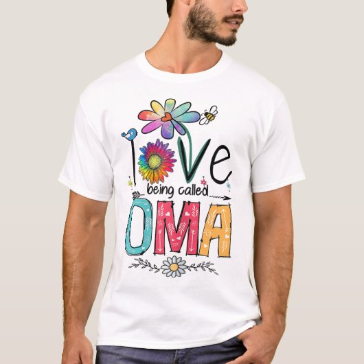 大間デイジー花可愛い母 Tシャツ (正面)