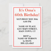 大間60thマイルストーンバースデーパーティーお祝い 招待状 (裏面)