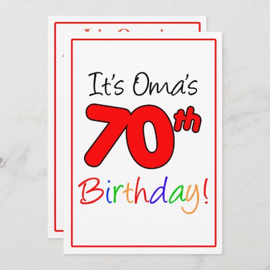 大間70thマイルストーンバースデーパーティーお祝い 招待状 (正面/裏面)