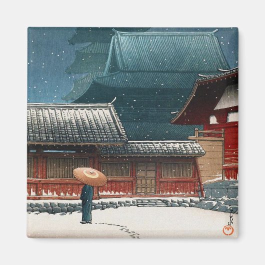 大阪の天王寺寺院 蓮華 川瀬真版画 マグネット (正面)
