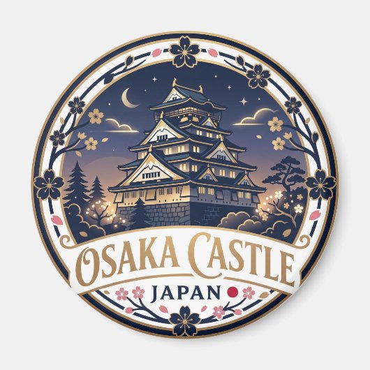 大阪城の夜景 日本 マグネット (正面)