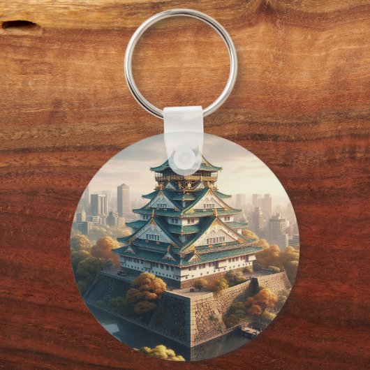大阪城日本ランドスケープヴィンテージ旅行 キーホルダー (正面)