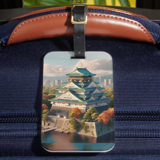 大阪城日本ランドスケープヴィンテージ旅行 ラゲッジタグ (正面インサイチュ2)
