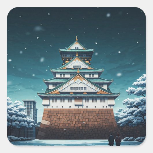 大阪城日本夜行旅行 スクエアシール (正面)