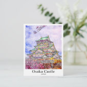 大阪城日本旅行水彩手描き ポストカード (スタンド正面)