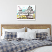 大阪城日本水彩画イラストレーション キャンバスプリント (インサイチュ (寝室))