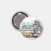 大阪城日本水彩画イラストレーション マグネット (正面/裏面)