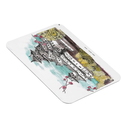 大阪城日本水彩画イラストレーション マグネット (右側)