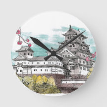大阪城日本水彩画イラストレーション
