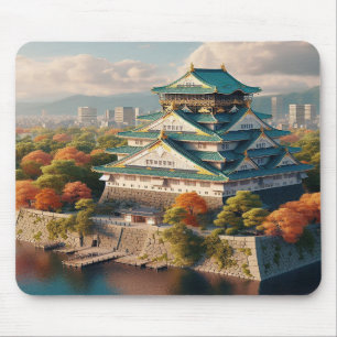 大阪城 日本 風景 ヴィンテージ トラベル マウスパッド