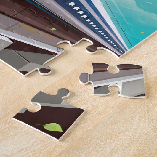 大阪新幹線ヴィンテージ旅行ポスター ジグソーパズル (側面)