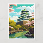 大阪日本ヴィンテージ旅行イラストレーション ポストカード (正面)
