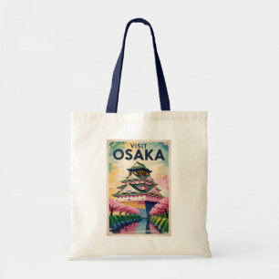 大阪日本城イラスト旅行アートヴィンテージ トートバッグ