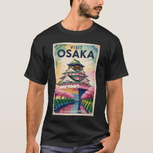 大阪日本城イラスト旅行アートヴィンテージ Tシャツ