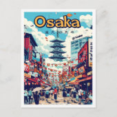 大阪日本美術ヴィンテージ旅行イラストレーション ポストカード (正面)