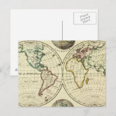 大陸の境界を持つ世界 ポストカード (正面/裏面)