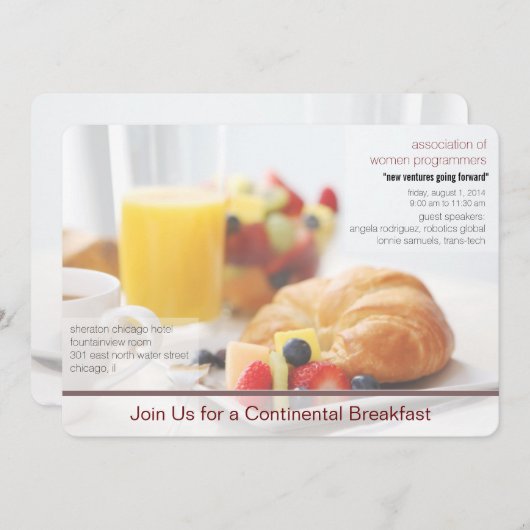 大陸朝食会の招待 招待状 (正面/裏面)