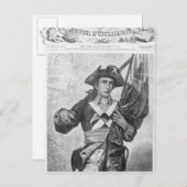 大陸軍の兵士が銃と旗を持っている ポストカード (正面/裏面)