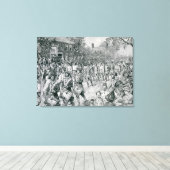 大陸軍は古い家を行進した キャンバスプリント (インサイチュ (ウッドフロア))