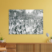 大陸軍は古い家を行進した キャンバスプリント (インサイチュ (リビング))