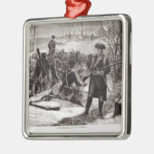 大陸軍隊の野営の冬場面 メタルオーナメント (左)
