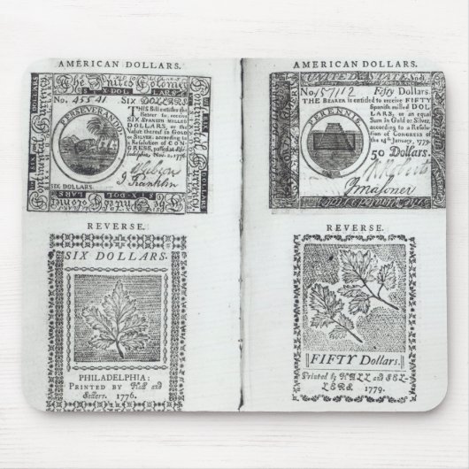 大陸通貨のノート マウスパッド (正面)