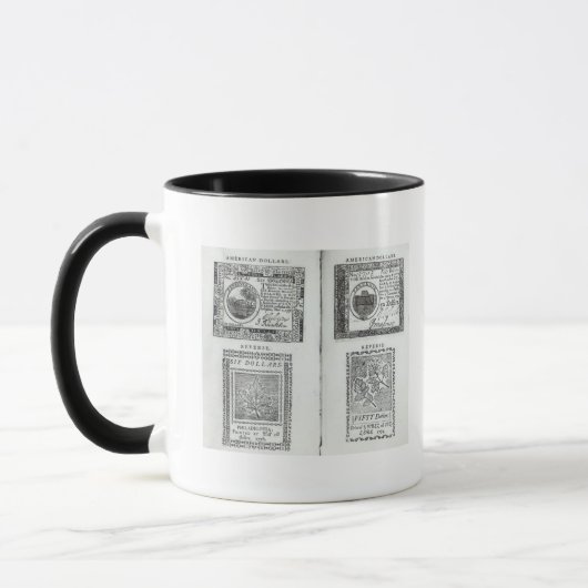 大陸通貨のノート マグカップ (左)